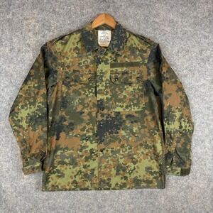 DEU Wahler German Army Jacket Mens Medium GRNR 7 Green Camo Snap Button Full Zip
